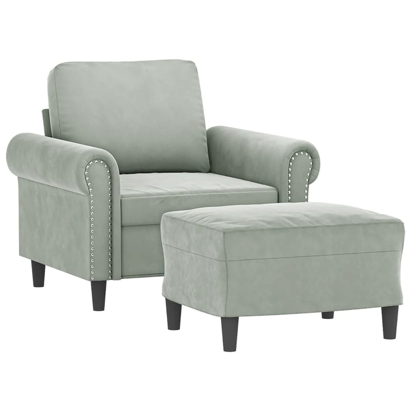 vidaXL világosszürke bársony kanapéfotel lábtartóval 60 cm