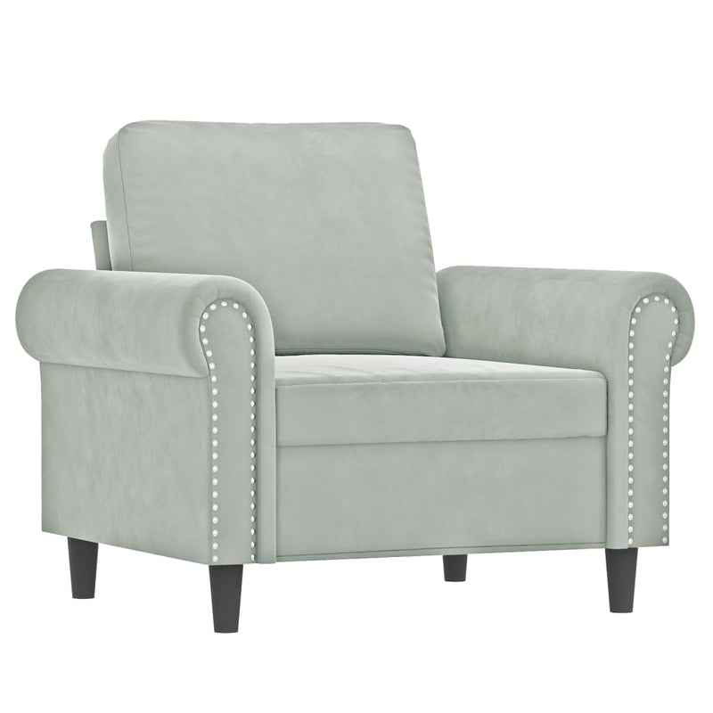 vidaXL világosszürke bársony kanapéfotel lábtartóval 60 cm