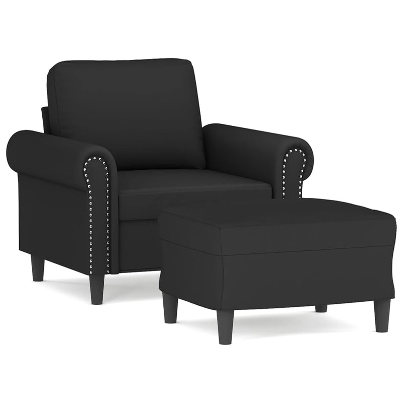 vidaXL fekete bársony kanapéfotel lábtartóval 60 cm
