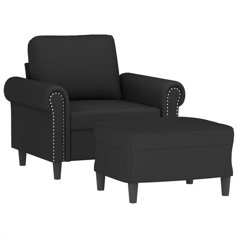 vidaXL fekete bársony kanapéfotel lábtartóval 60 cm