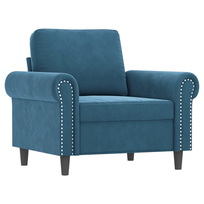 vidaXL kék bársony kanapéfotel lábtartóval 60 cm
