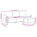 vidaXL 3 személyes bordó bársonykanapé lábtartóval 180 cm