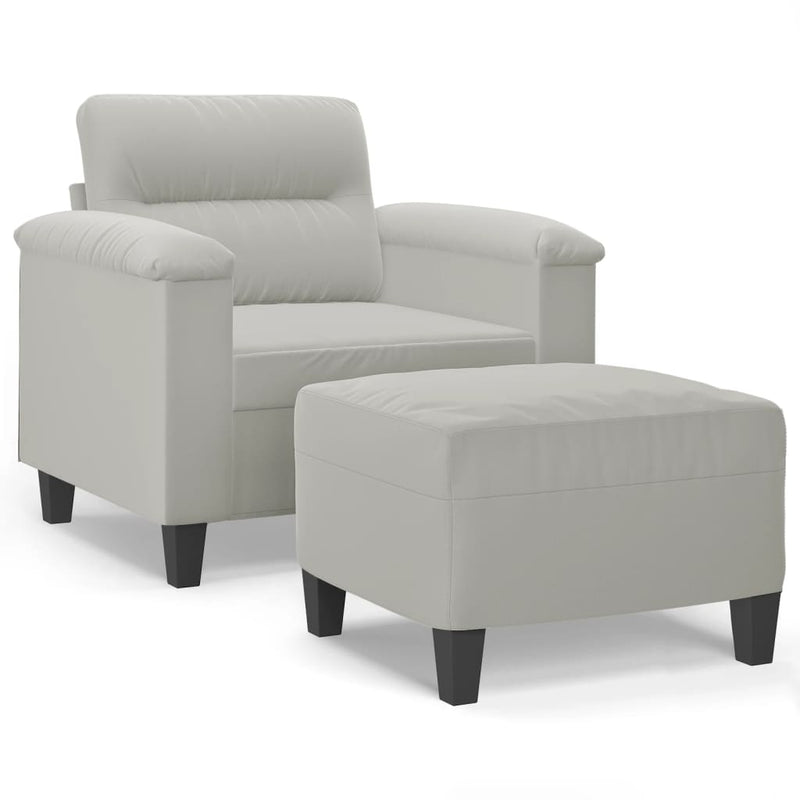 vidaXL világosszürke mikroszálas szövet kanapéfotel lábtartóval 60 cm