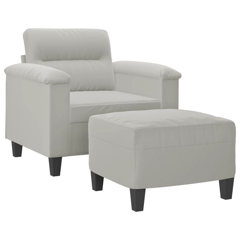 vidaXL világosszürke mikroszálas szövet kanapéfotel lábtartóval 60 cm