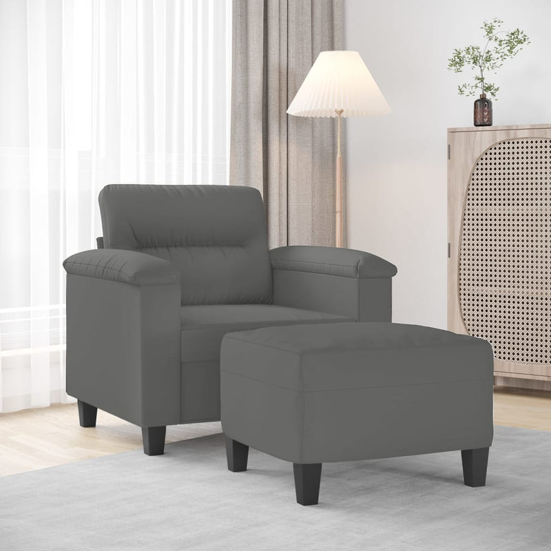 vidaXL sötétszürke mikroszálas szövet kanapéfotel lábtartóval 60 cm