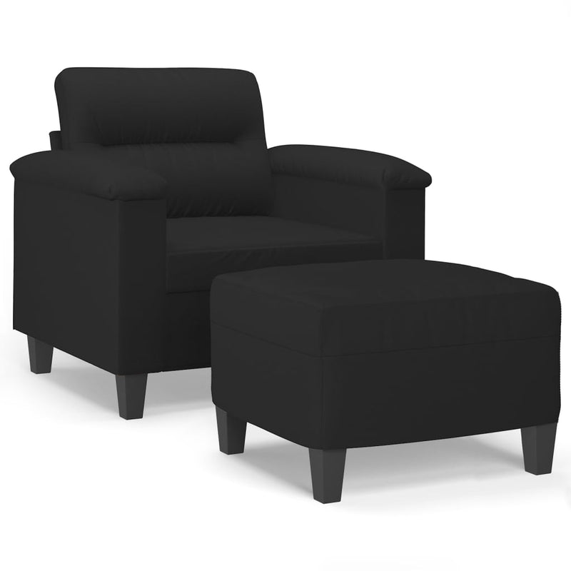 vidaXL fekete mikroszálas szövet kanapéfotel lábtartóval 60 cm