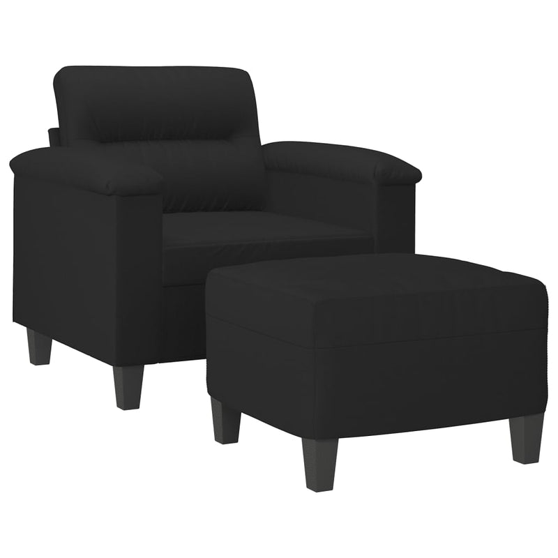 vidaXL fekete mikroszálas szövet kanapéfotel lábtartóval 60 cm