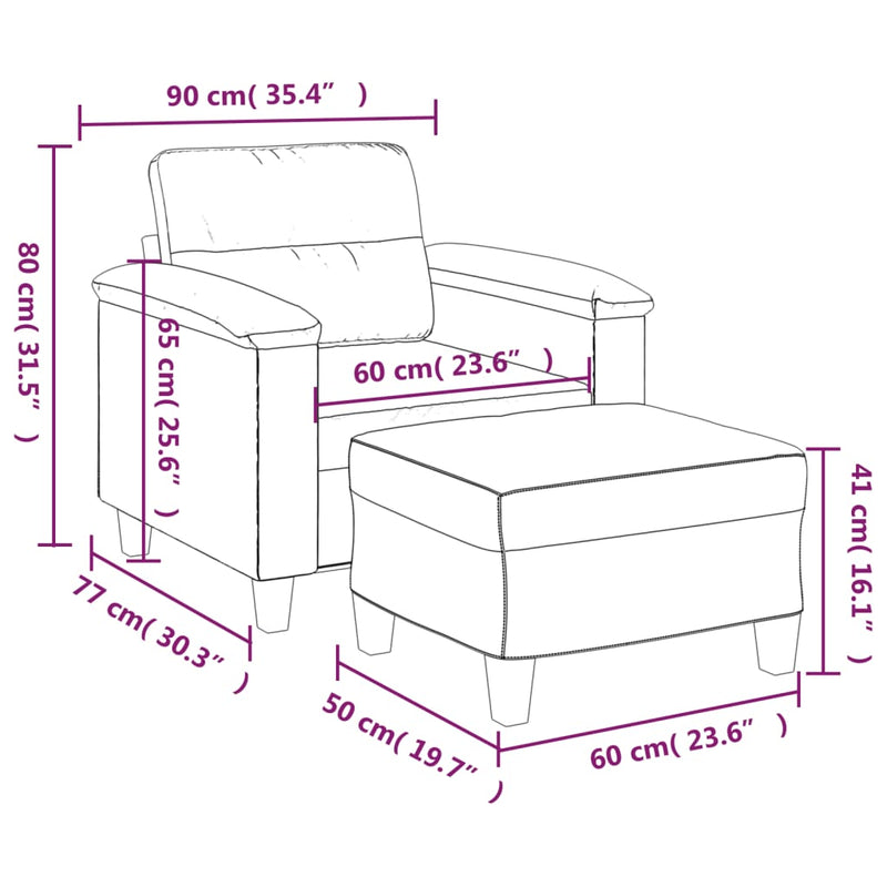 vidaXL bézs mikroszálas szövet kanapéfotel lábtartóval 60 cm