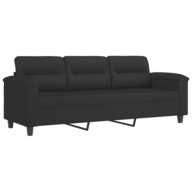 vidaXL 3 személyes fekete szövet kanapé lábtartóval 180 cm