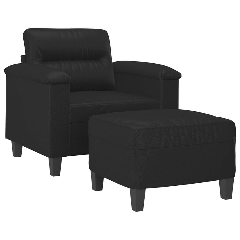 vidaXL fekete műbőr kanapéfotel lábtartóval 60 cm