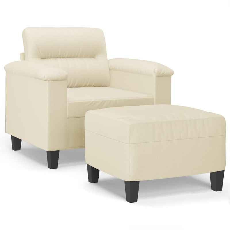 vidaXL krémszínű műbőr kanapéfotel lábtartóval 60 cm