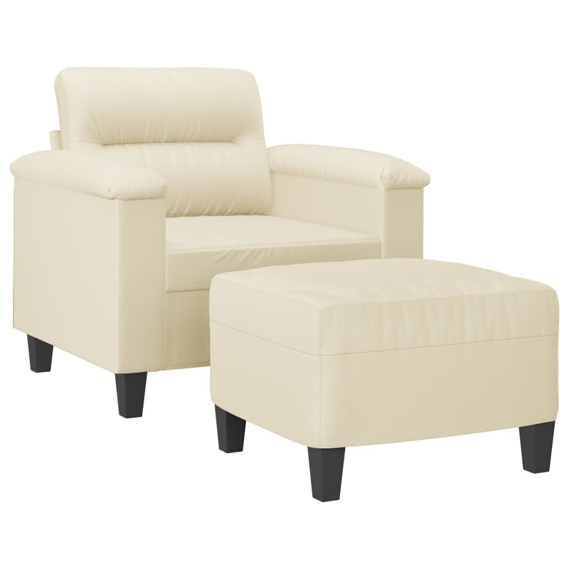 vidaXL krémszínű műbőr kanapéfotel lábtartóval 60 cm