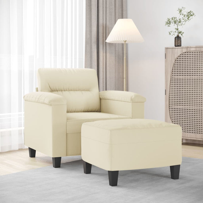 vidaXL krémszínű műbőr kanapéfotel lábtartóval 60 cm