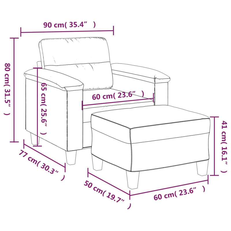 vidaXL bordó műbőr kanapéfotel lábtartóval 60 cm