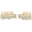 vidaXL 2 részes krémszínű szövet ülőgarnitúra párnákkal