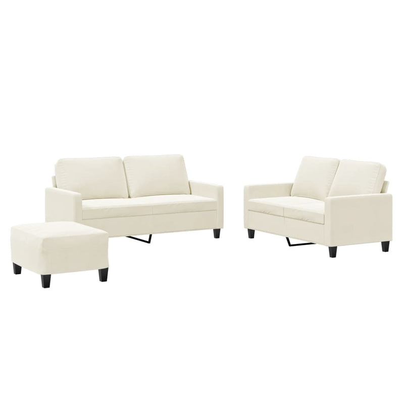 vidaXL 3 részes krém bársony ülőgarnitúra párnákkal