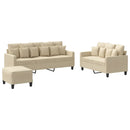 vidaXL 3 részes krémszínű szövet ülőgarnitúra párnákkal