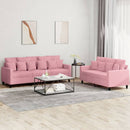 vidaXL 2 részes rózsaszín bársony ülőgarnitúra párnákkal