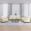 vidaXL 3 részes krémszínű műbőr ülőgarnitúra párnákkal