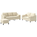 vidaXL 3 részes krémszínű szövet ülőgarnitúra párnákkal