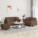vidaXL 3 részes barna szövet ülőgarnitúra párnákkal