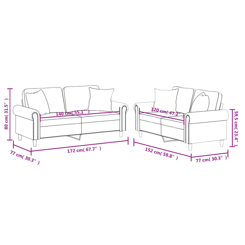 vidaXL 2 részes kávészínű műbőr ülőgarnitúra párnákkal