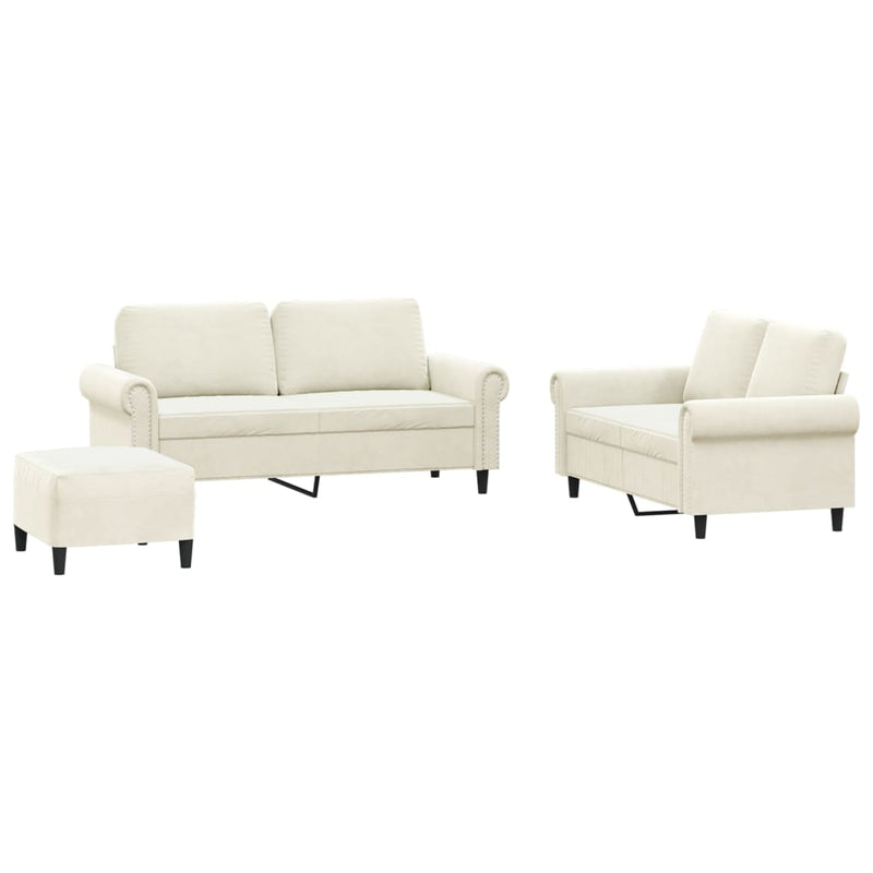 vidaXL 3 részes krém bársony ülőgarnitúra párnákkal