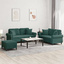vidaXL 3 részes sötétzöld bársony ülőgarnitúra párnákkal