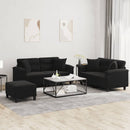 vidaXL 3 részes fekete mikroszálas szövet ülőgarnitúra párnákkal