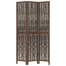 vidaXL 3 paneles sötétbarna tömör császárfa térelválasztó