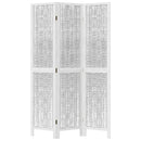vidaXL 3 paneles fehér tömör császárfa térelválasztó