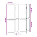 vidaXL 4 paneles fehér tömör császárfa térelválasztó