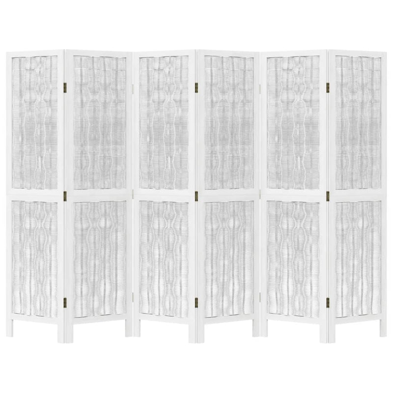 vidaXL 6 paneles fehér tömör császárfa térelválasztó