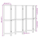 vidaXL 6 paneles fehér tömör császárfa térelválasztó