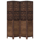 vidaXL 4 paneles sötétbarna tömör császárfa térelválasztó