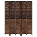 vidaXL 5 paneles sötétbarna tömör császárfa térelválasztó