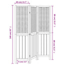 vidaXL 3 paneles fehér tömör császárfa térelválasztó