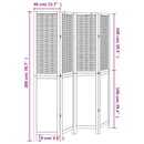 vidaXL 4 paneles fehér tömör császárfa térelválasztó