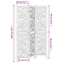 vidaXL 3 paneles fehér tömör császárfa térelválasztó