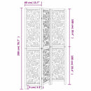 vidaXL 3 paneles fehér tömör császárfa térelválasztó