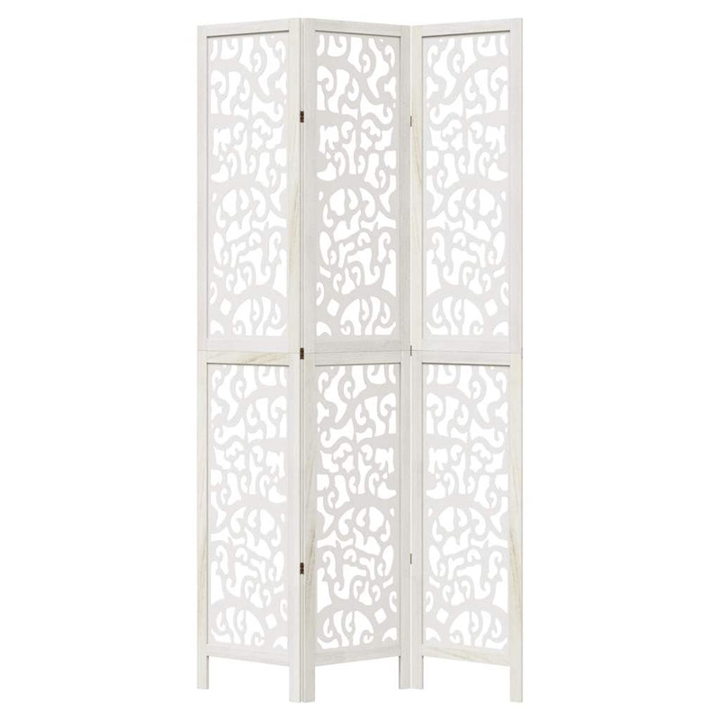 vidaXL 3 paneles fehér tömör császárfa térelválasztó
