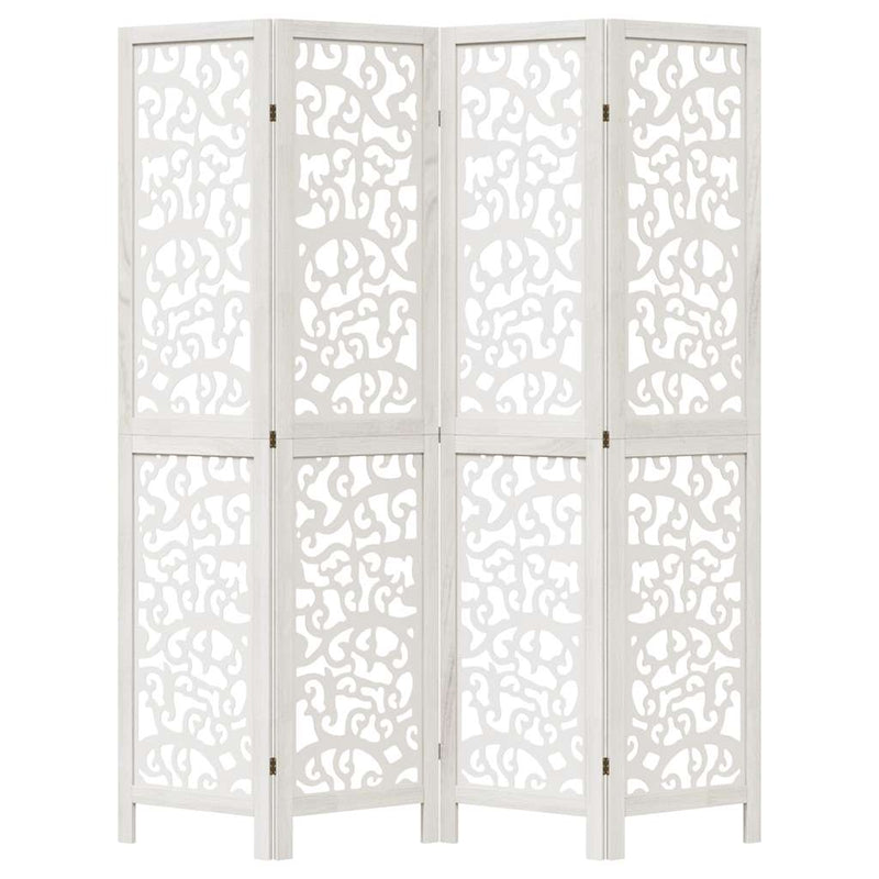vidaXL 4 paneles fehér tömör császárfa térelválasztó
