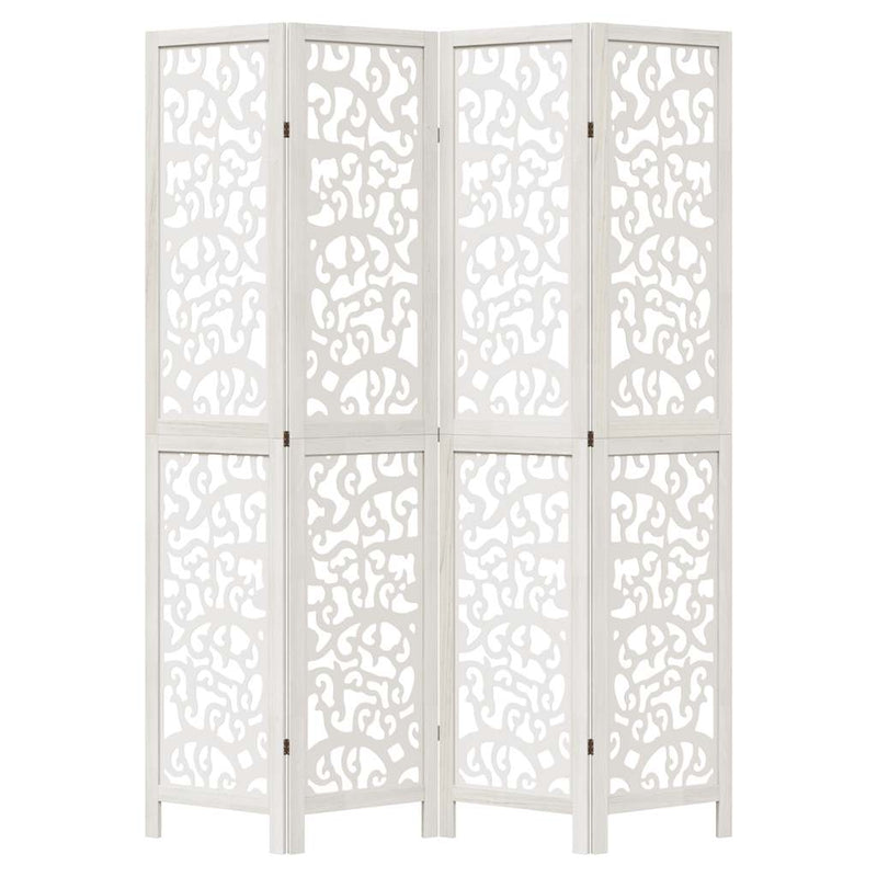 vidaXL 4 paneles fehér tömör császárfa térelválasztó