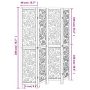 vidaXL 4 paneles fehér tömör császárfa térelválasztó