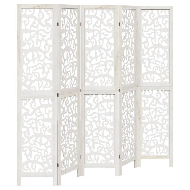 vidaXL 5 paneles fehér tömör császárfa térelválasztó