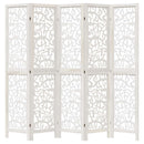 vidaXL 5 paneles fehér tömör császárfa térelválasztó