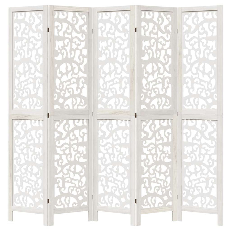 vidaXL 5 paneles fehér tömör császárfa térelválasztó