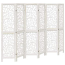 vidaXL 6 paneles fehér tömör császárfa térelválasztó