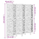 vidaXL 6 paneles fehér tömör császárfa térelválasztó