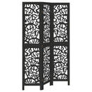 vidaXL 3 paneles fekete tömör császárfa térelválasztó